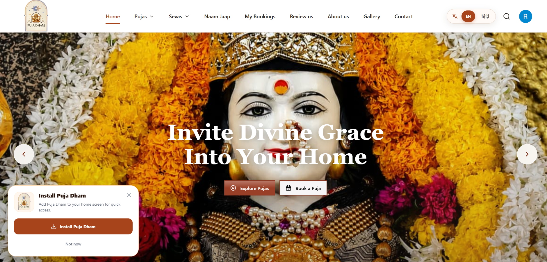 Puja Dham religious services booking platform
